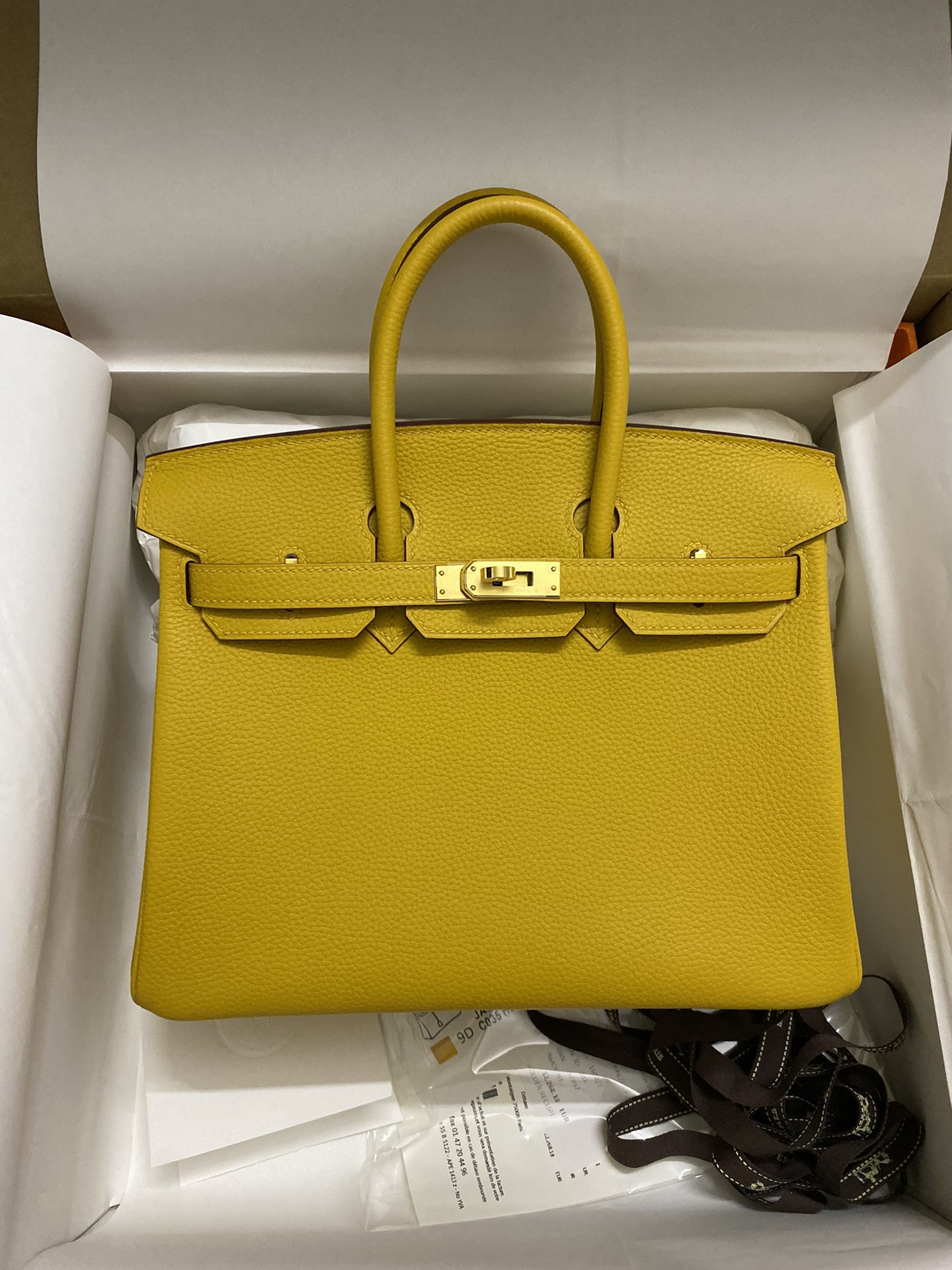 Hermes Birkin 25CM Togo Leather Handbag Yellow